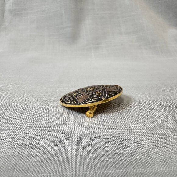 Vintage Damascene Star Pattern Brooch - Picture 8 of 8